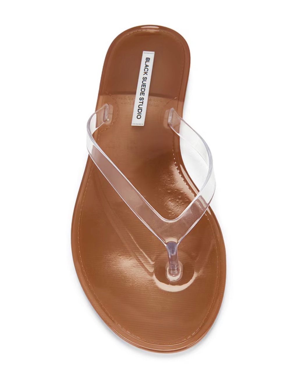 Black Suede Studio Clear-Strap Tan Sandal
